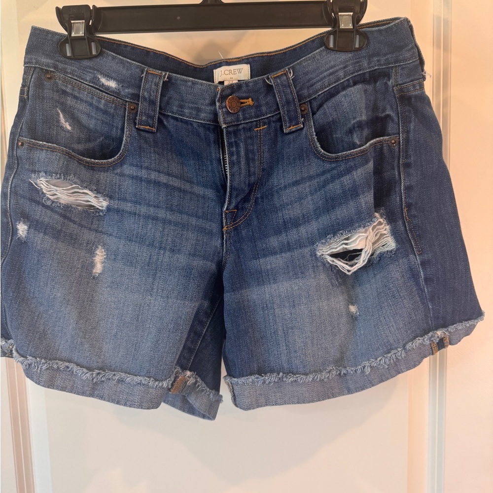 J. Crew Blue Jean Shorts Distressed Vintage Look